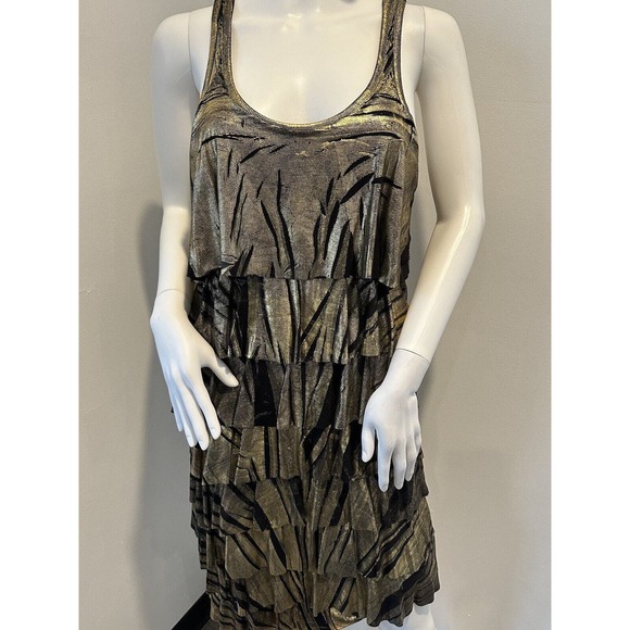 Michael Kors Dress Medium Gold Metallic Style Ruffle Mini Size S Small - Picture 5 of 16